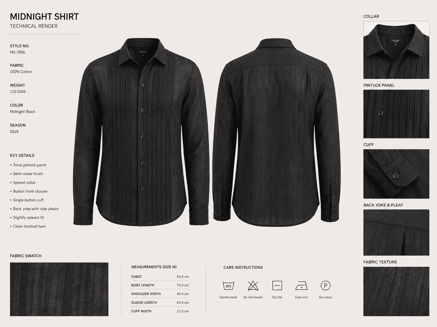 Midnight Shirt technical render